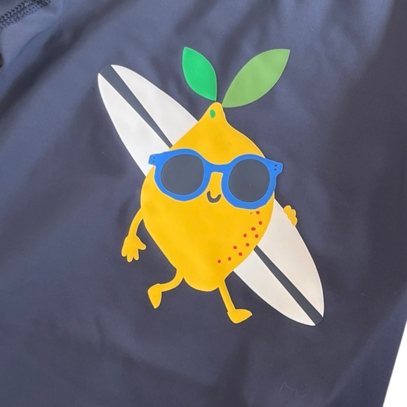 NEW Hanna Andersson Baby Graphic Rash Guard Top and Board Shorts Set Lemons 3-6m - Picture 3 of 11